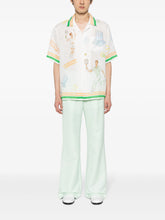 logo print linen shirt